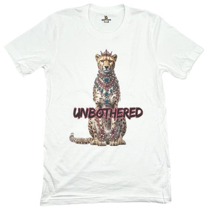 Unbothered Jag T-Shirt on White with Crystals