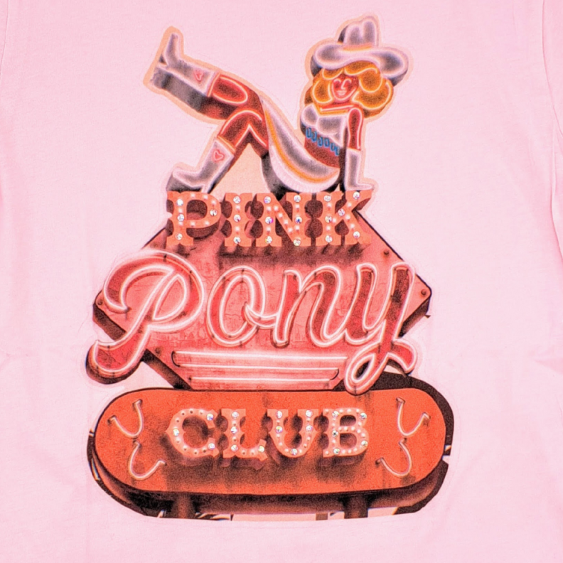 Pink Pony T-Shirt on Pink with Crystals