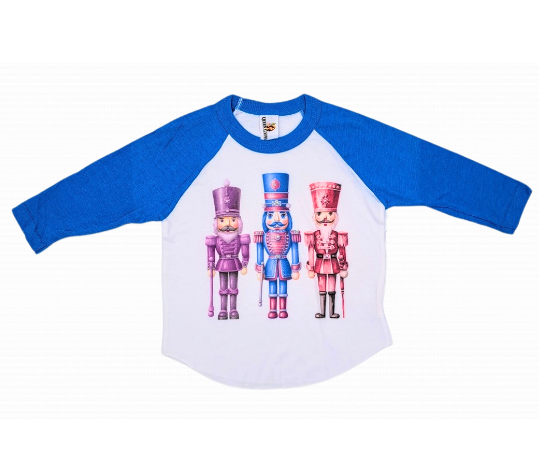 QG-Kids Pastel Nutcracker Blue Raglan T