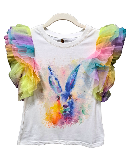 QG White Tulle Helene Bunny T-shirt with crystals 