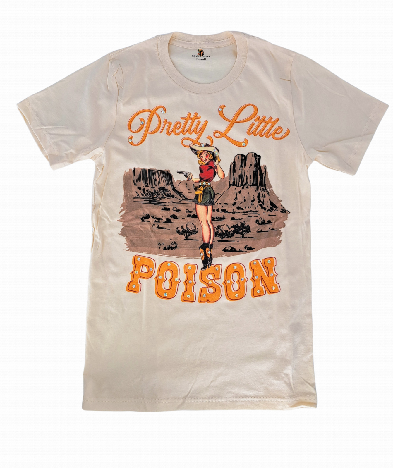 Pretty Little Poison T- shirt on Natural With Crystals
