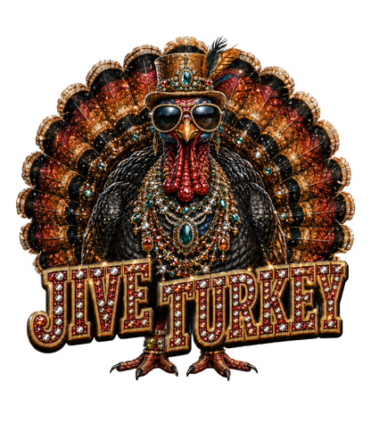 Jive Turkey T-Shirt on Natural with Crystals