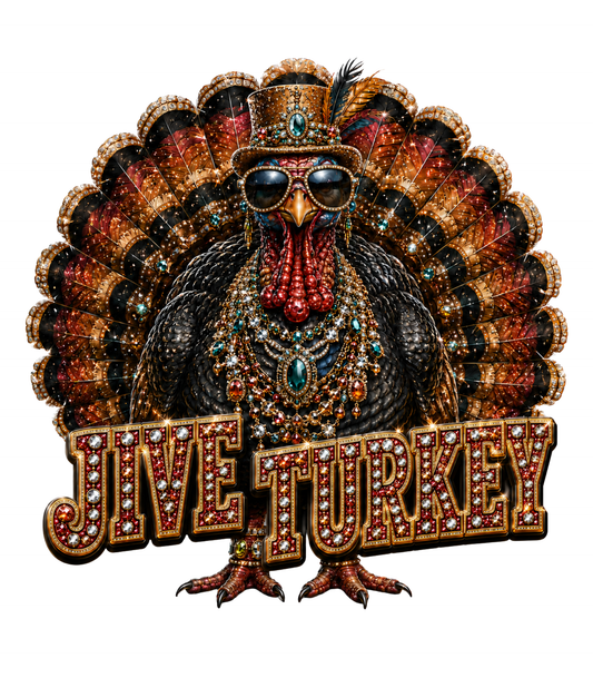 Jive Turkey T-Shirt on Natural with Crystals