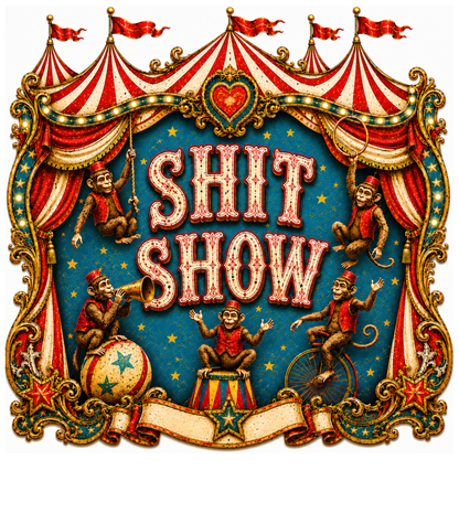 Shit Show Monkeys T-Shirt on Natural with Crystals