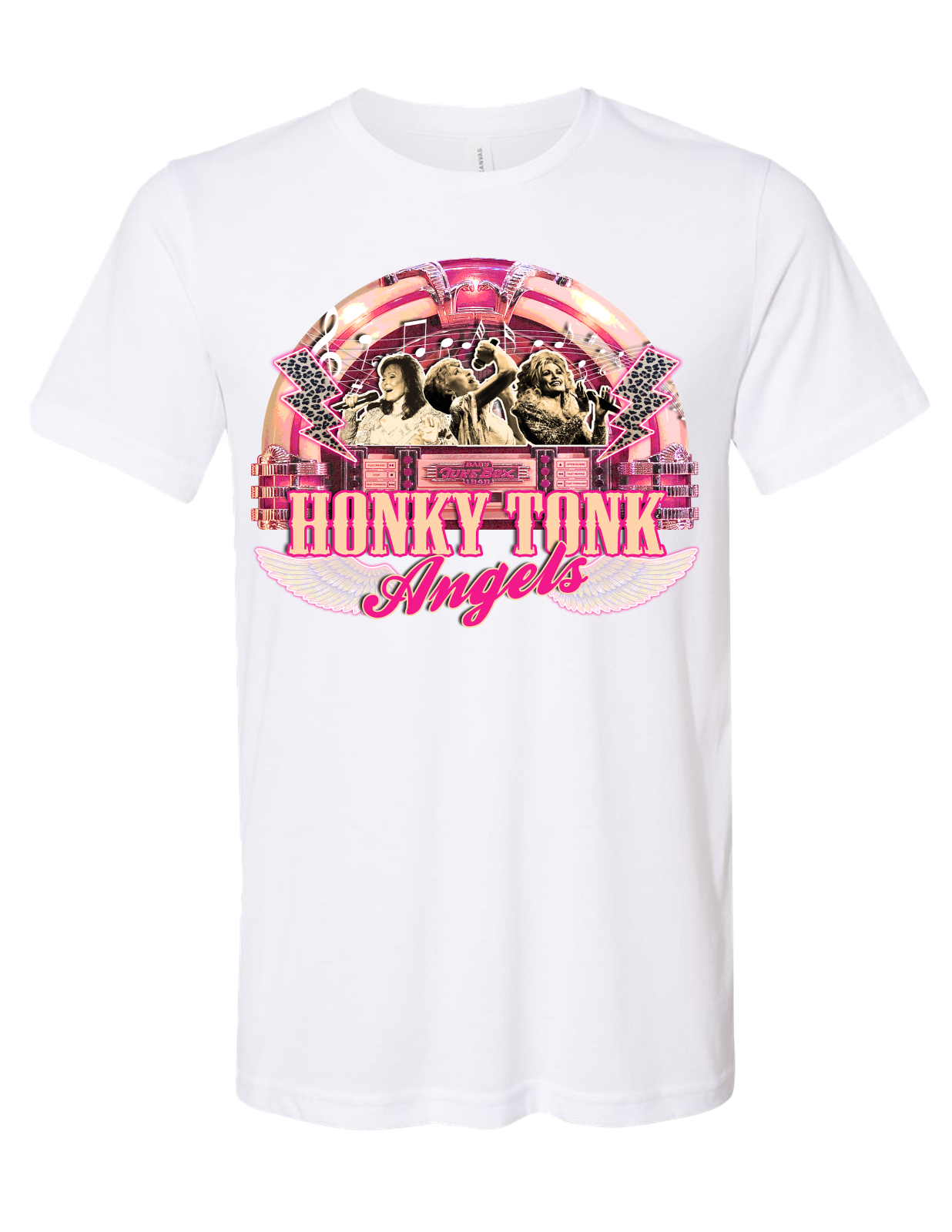 Honky Tonk Angels T-Shirt on White with Crystals