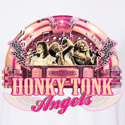 Honky Tonk Angels T-Shirt on White with Crystals