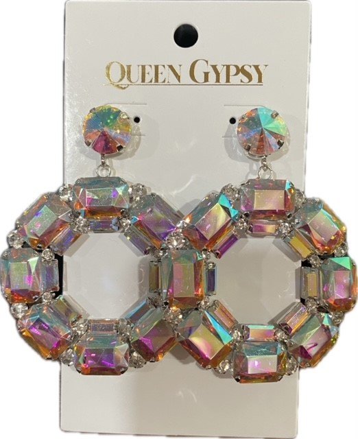 AB Crystal Circle drop stone earrings