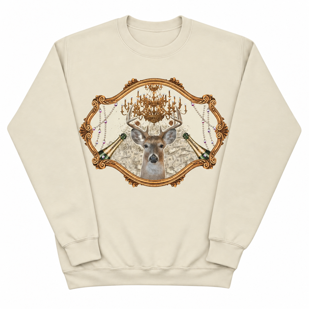 I like Big Bucks sweatshirt on Tan with Crystals