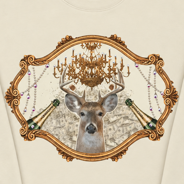 I like Big Bucks sweatshirt on Tan with Crystals