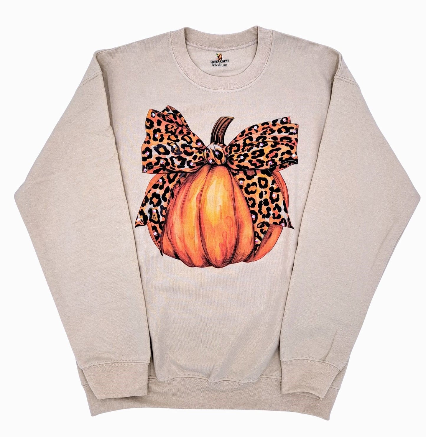 QG-Cheetah Pumpkin Sweatshirt with Crystals