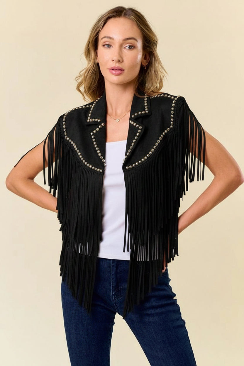 Midnight Rodeo Studded Fringe Shrug