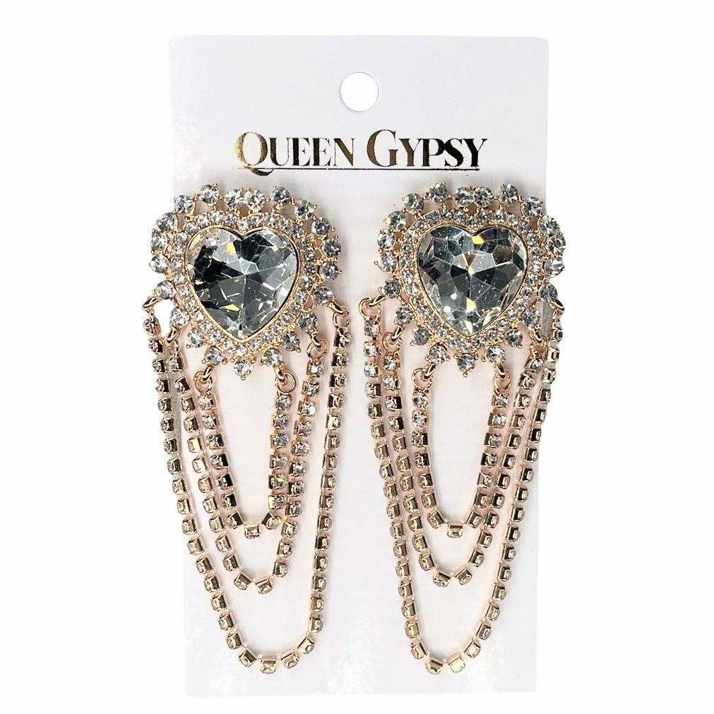 Crystal Heart Badge earrings