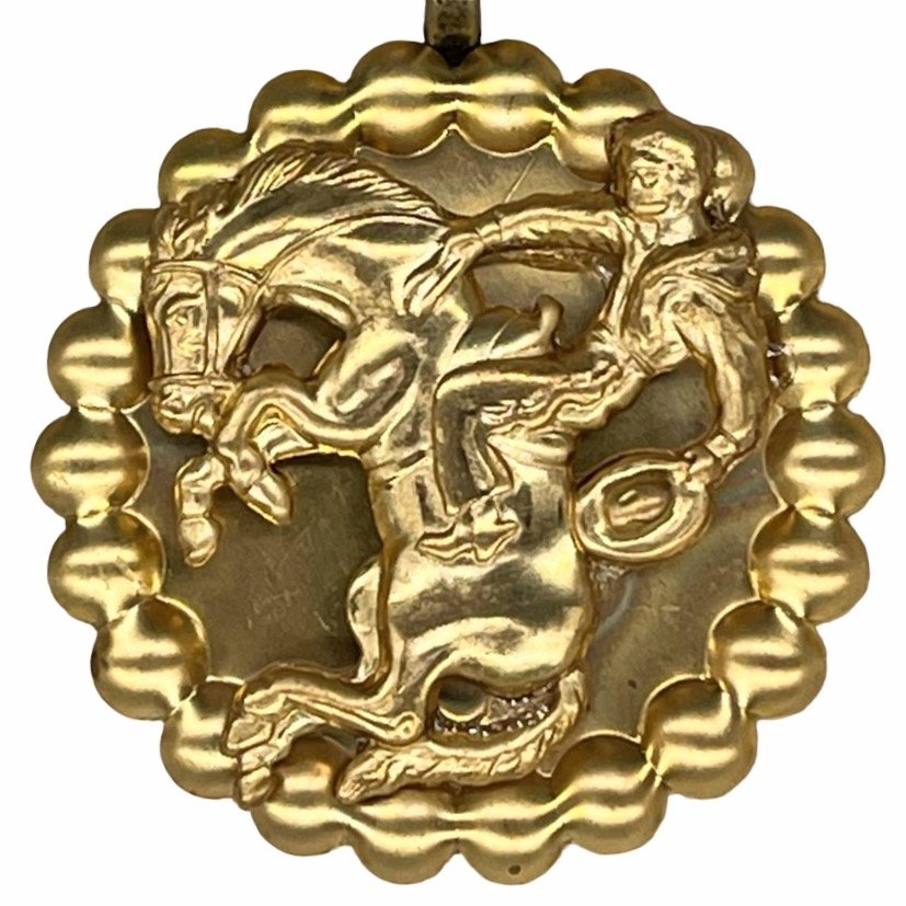 Vintage Buckin' Cowboy medallion necklace