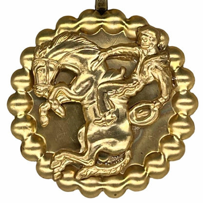 Vintage Buckin' Cowboy medallion necklace
