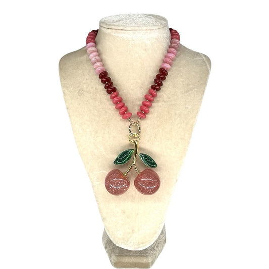 Stacked bead Cherry necklace