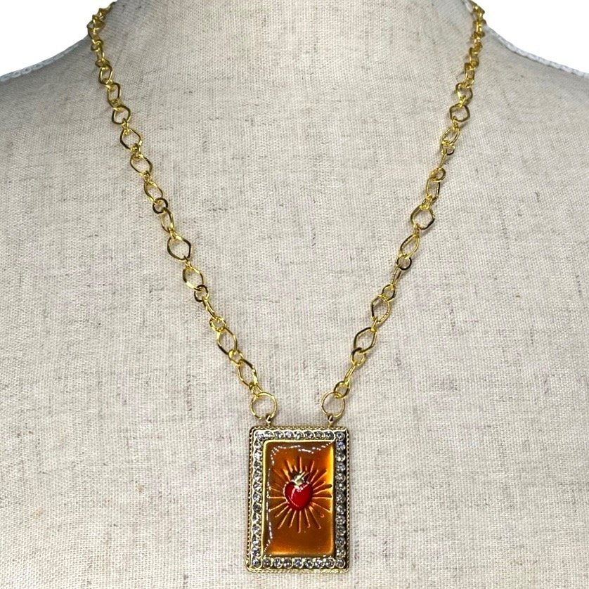Enamel Sacred Heart Necklace