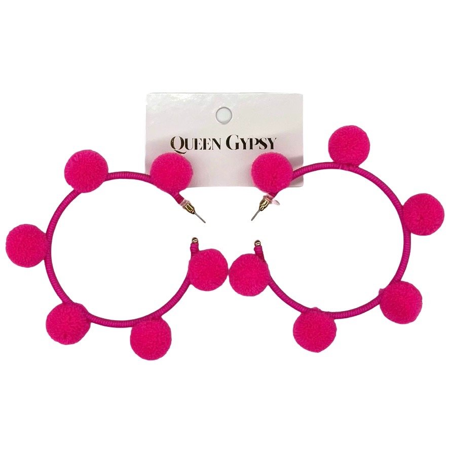 Pom Pom Hoop Earring Assorted 