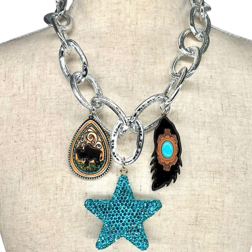 Turquoise Trails Charm Necklace