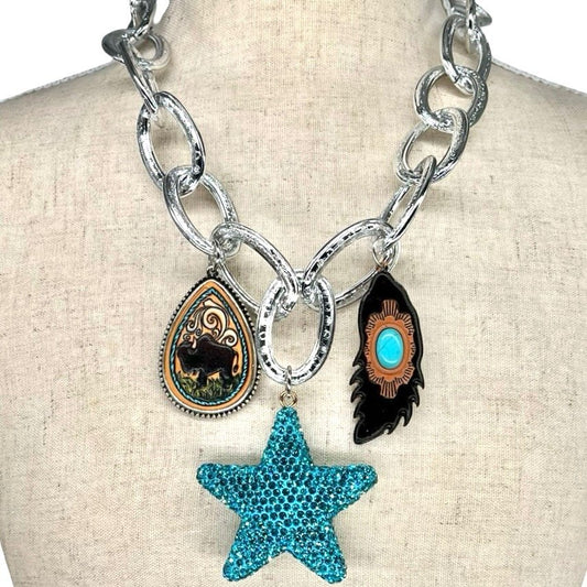 Turquoise Trails Charm Necklace