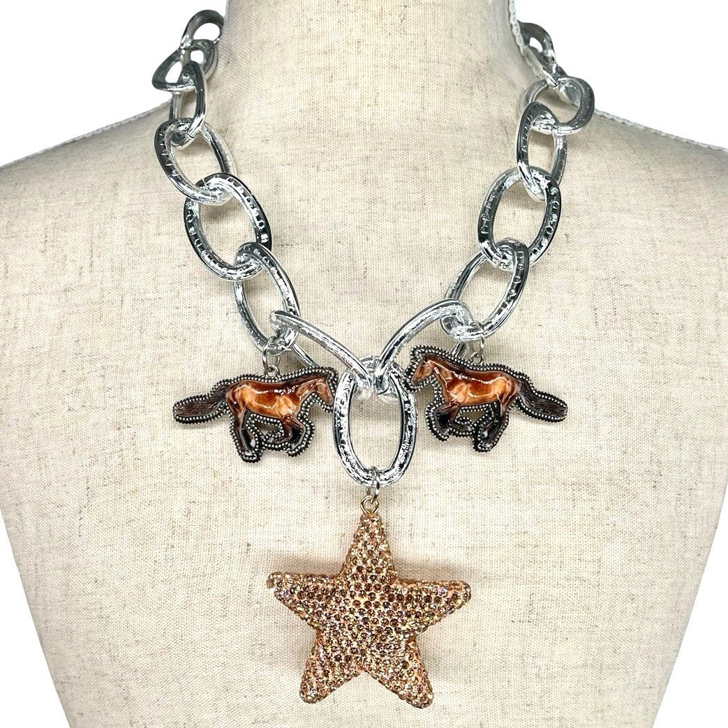 Golden Gallop Charm Necklace