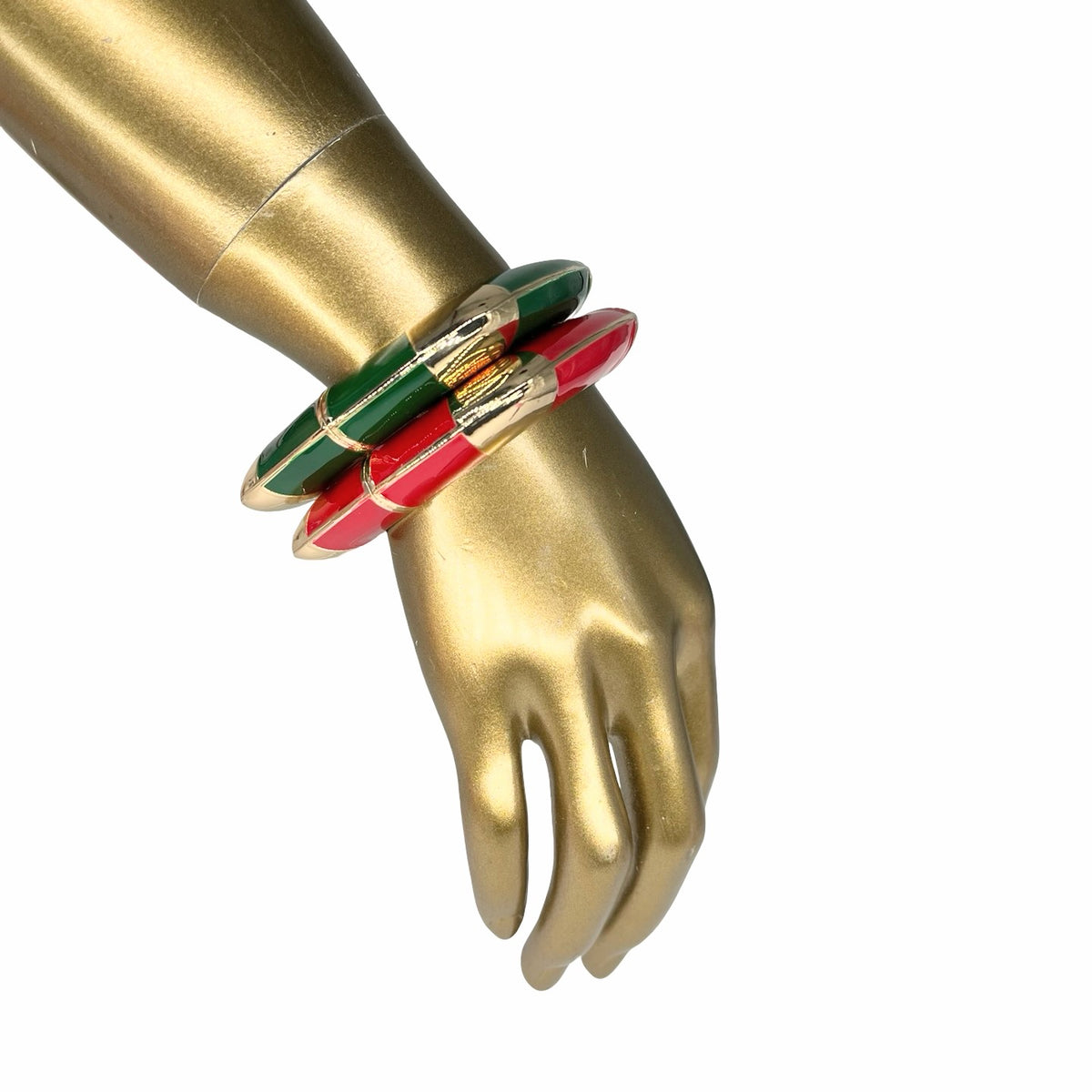 Gold Flat Enamel Hinge Bangle