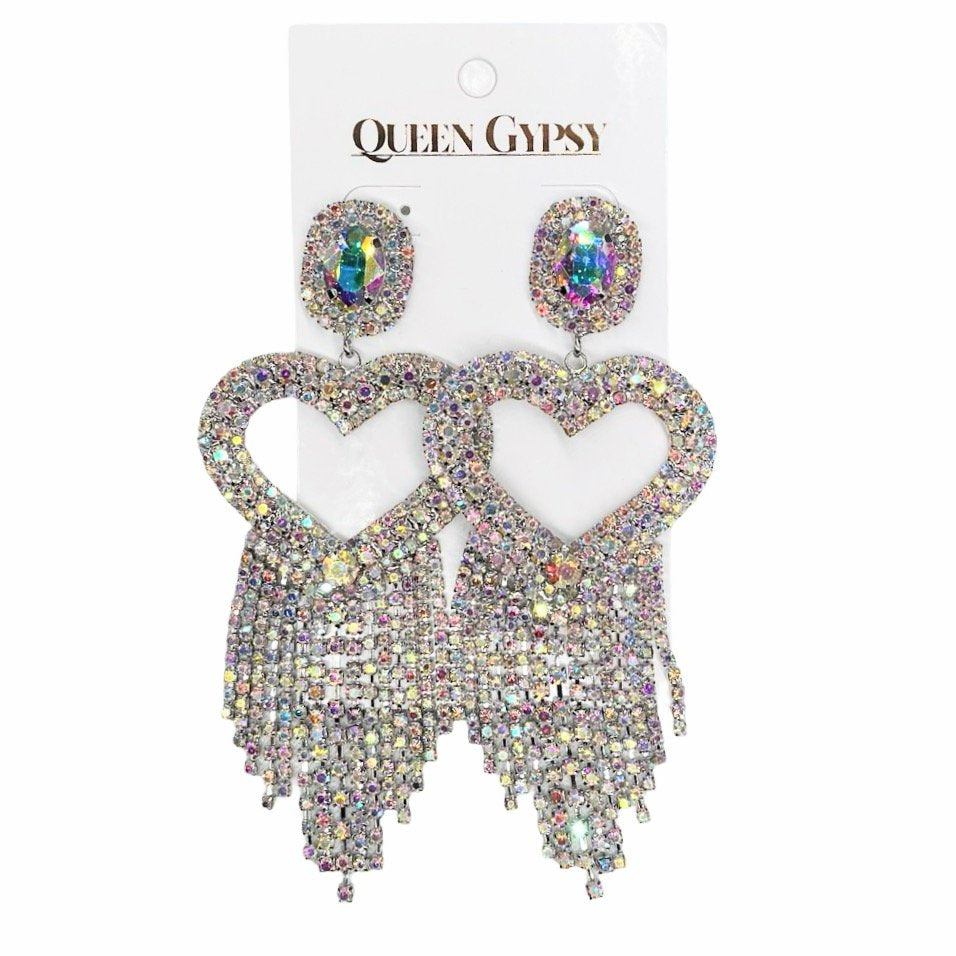 Glamour Bling Heart Pave Earring