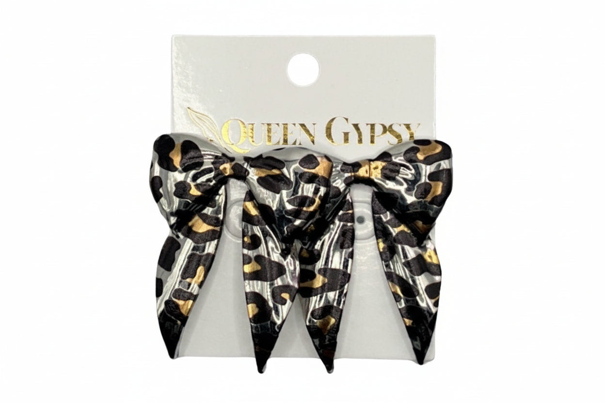 Metal Leopard Bow earrings