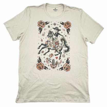 Vaquera Tattoo T-shirt on Natural with Crystals