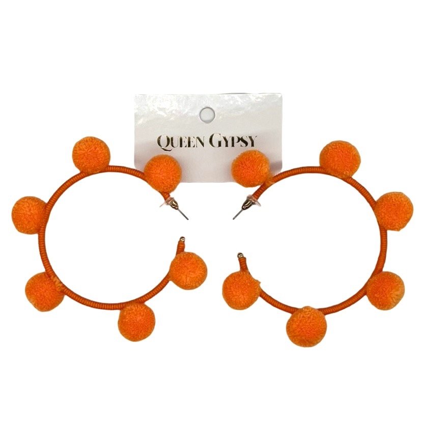 Pom Pom Hoop Earring Assorted 