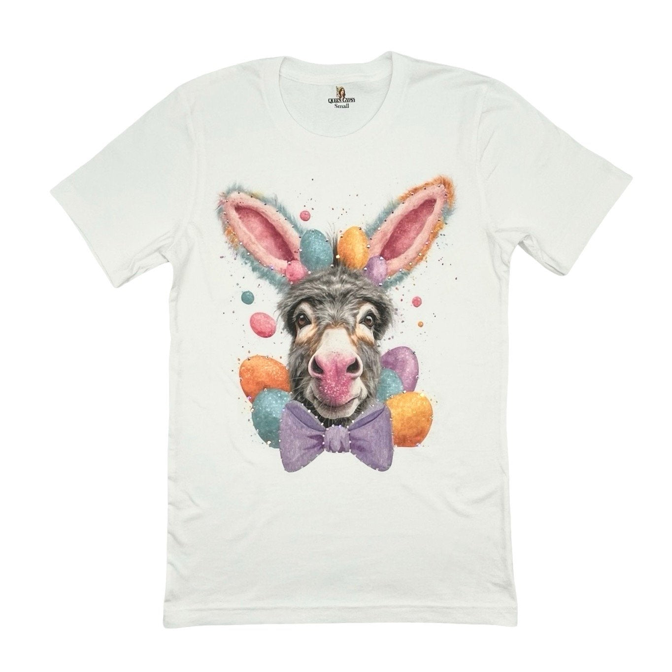 Bad Ass Bunny T-Shirt on White with Crystals