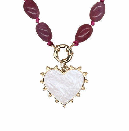 Toggle heart charm beaded necklace