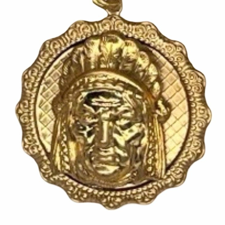 Vintage Indian Chief medallion necklace