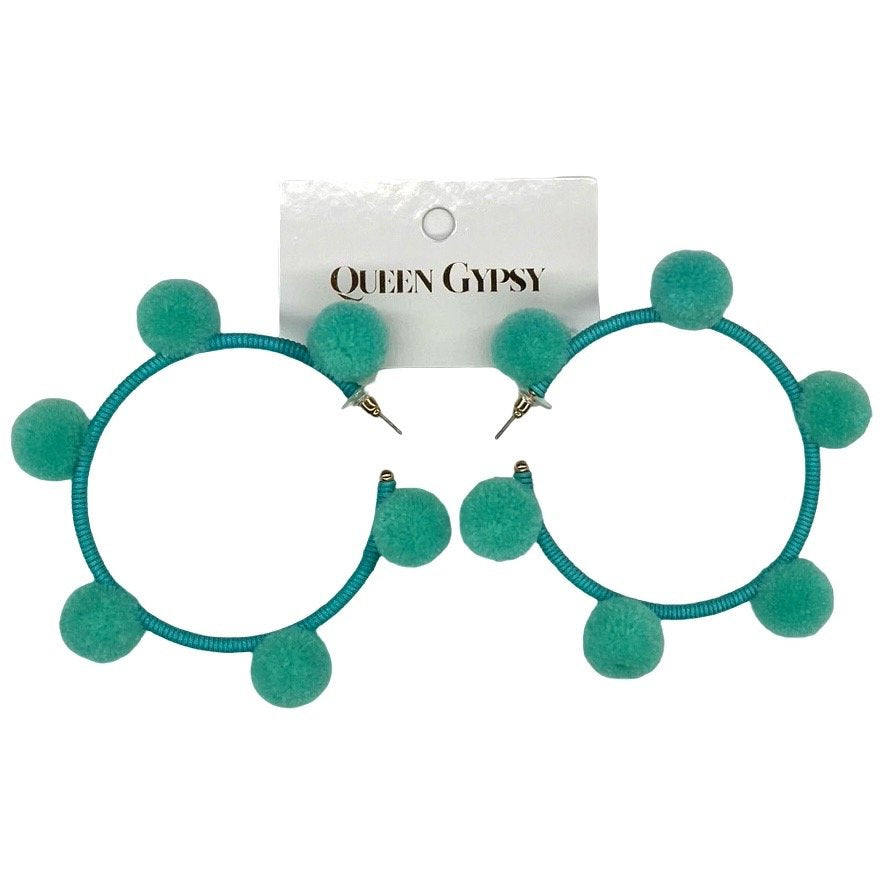 Pom Pom Hoop Earring Assorted 