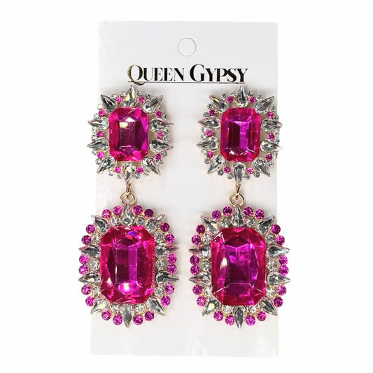 Holiday sparkle statement earrings-Fuchsia