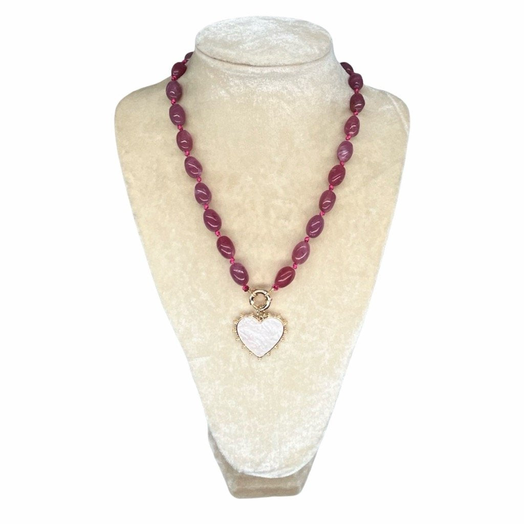 Toggle heart charm beaded necklace