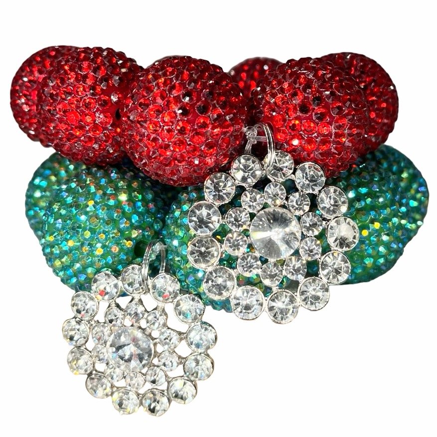 QG Pave' disco with crystal charm bracelet