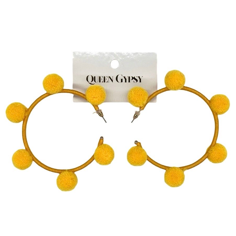 Pom Pom Hoop Earring Assorted 