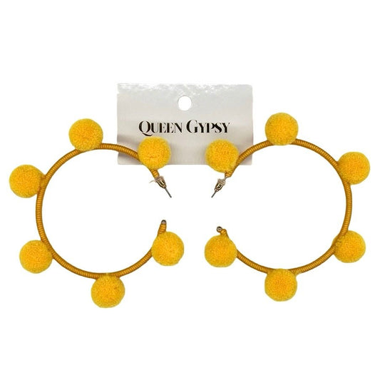 Pom Pom Hoop Earring Assorted 