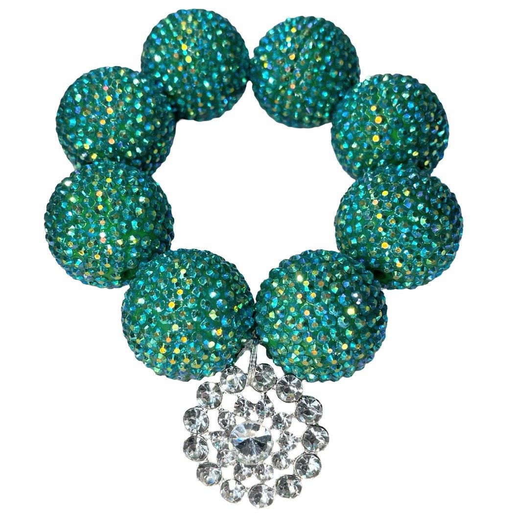 QG Pave' disco with crystal charm bracelet