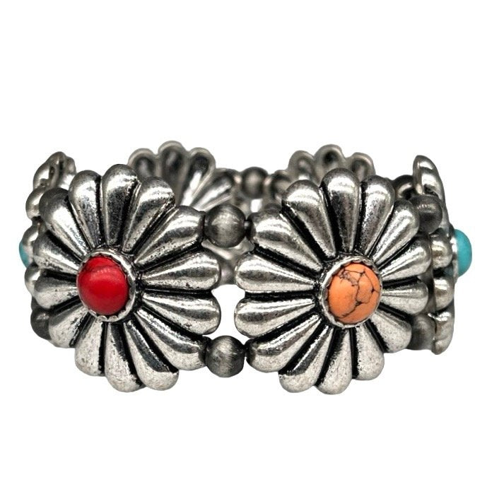 Western Stretch Concho Turq. Inspired Multicolor Assorted 