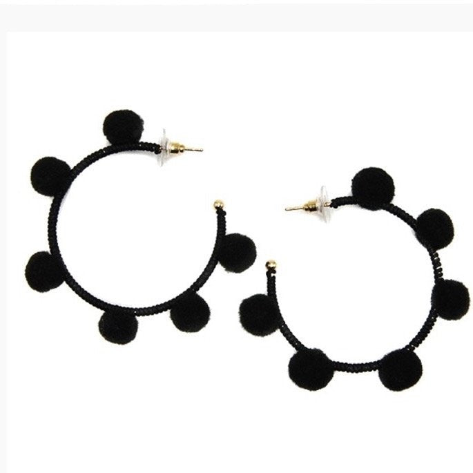 Pom Pom Hoop Earring Assorted 