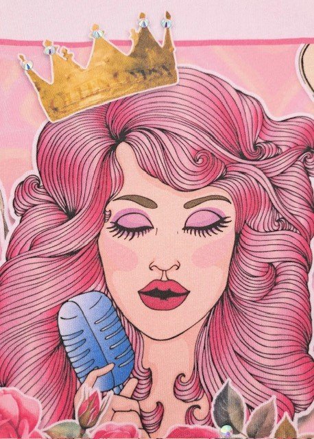 Queen of Hearts Sweatshirt on Pink with Crystals