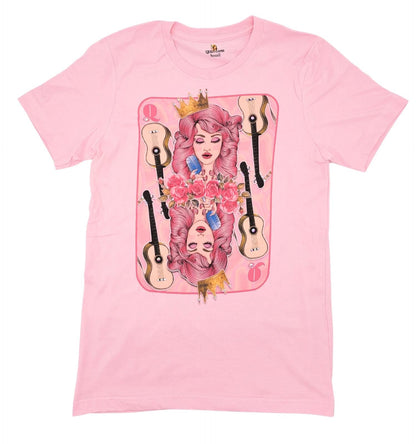 Queen of Hearts T-Shirt on Pink with Crystals