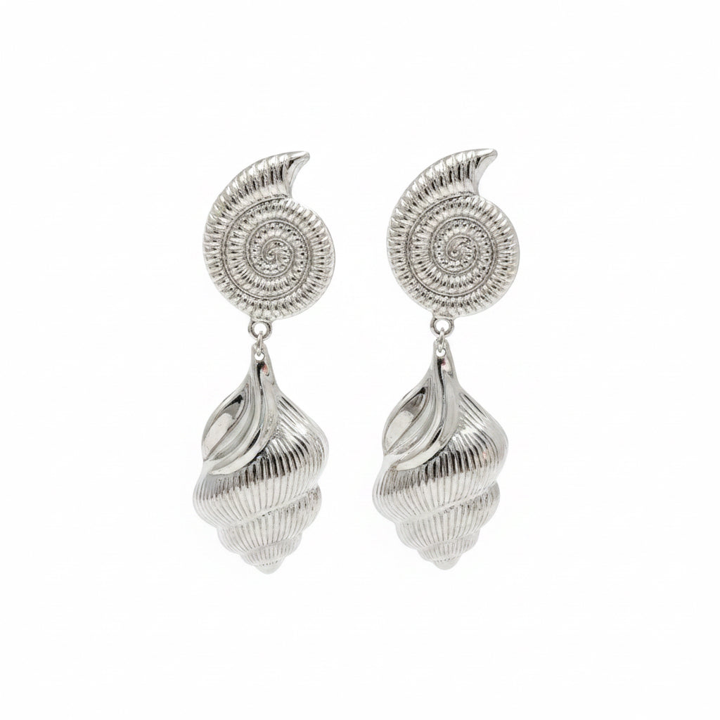 Conch & Nautilus Drop Earrings