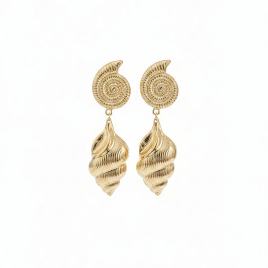 Conch & Nautilus Drop Earrings