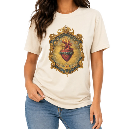 Sacred Heart Frame T-shirt on natural