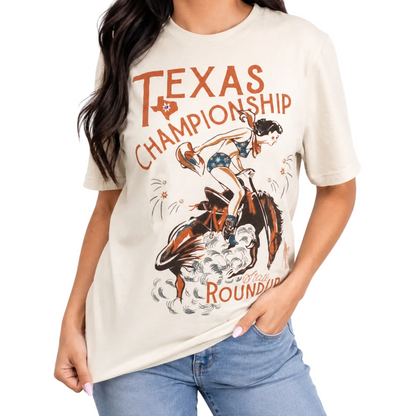 Texas Rodeo Gal T-shirt on Natural with Crystals